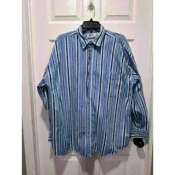 Vintage Impact Brand Striped Denim Long Sleeve Casual Button Down Shirt Men’s XL - Picture 7 of 7